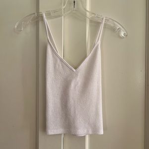 Brandy Melville John Galt Ribbed White Crop Top Size Small